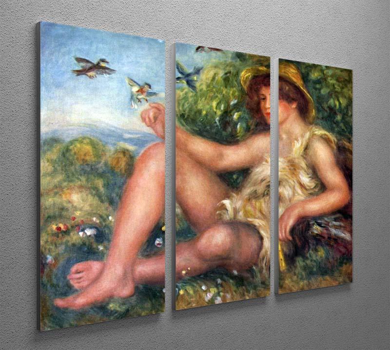 Three-panel canvas art featuring Renoir's Portrait of Alexandre Thurneyssen as a shepherd boy, showcasing vibrant colors and intricate details.